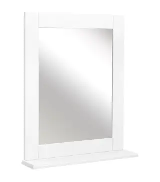 Espejo de Baño Espejo de Pared Moderno con Estante de Almacenaje y Marco de Madera 50x11,5x60 cm Blanco