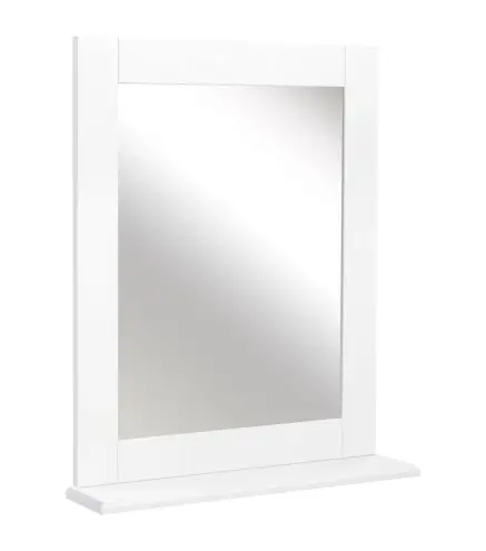 Espejo de Baño Espejo de Pared Moderno con Estante de Almacenaje y Marco de Madera 50x11,5x60 cm Blanco