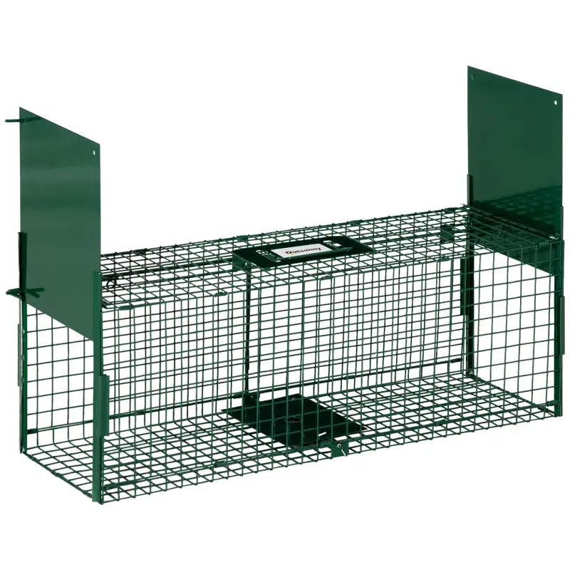 Trampa para Animales Vivos con 2 Puertas Jaula de Captura Metálica con Asa para Ratones Roedores 80x25x30 cm Verde Oscuro Trampa para Animales Vivos con 2 Puertas Jaula de Captura Metálica con Asa para Ratones Roedores 80x25x30 cm Verde Oscuro