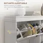 Zapatero Estrecho con 4 Puertas Abatibles y Estantes Ajustables para 20 Pares de Zapatos con Antivuelco 105x24x82,5 cm