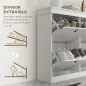 Zapatero Estrecho con 4 Puertas Abatibles y Estantes Ajustables para 20 Pares de Zapatos con Antivuelco 105x24x82,5 cm