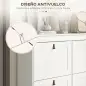 Zapatero Estrecho con 4 Puertas Abatibles y Estantes Ajustables para 20 Pares de Zapatos con Antivuelco 105x24x82,5 cm
