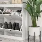 Zapatero Estrecho con 4 Puertas Abatibles y Estantes Ajustables para 20 Pares de Zapatos con Antivuelco 105x24x82,5 cm