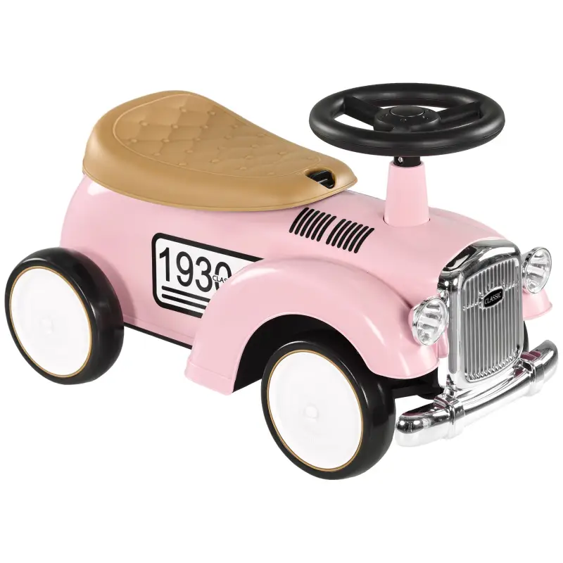 Coche Correpasillos para Bebés de 12 a 36 Meses con Bocina Compartimento de Almacenaje y Volante 58x27x35 cm Rosa