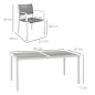Juego de Comedor de Jardín de 7 Piezas con 1 Mesa y 6 Sillas Apilables Estilo Moderno para Terraza Patio Blanco y Gris