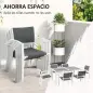 Juego de Comedor de Jardín de 7 Piezas con 1 Mesa y 6 Sillas Apilables Estilo Moderno para Terraza Patio Blanco y Gris