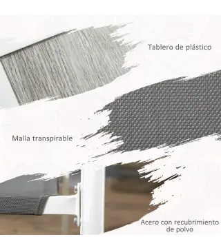 Juego de Comedor de Jardín de 7 Piezas con 1 Mesa y 6 Sillas Apilables Estilo Moderno para Terraza Patio Blanco y Gris