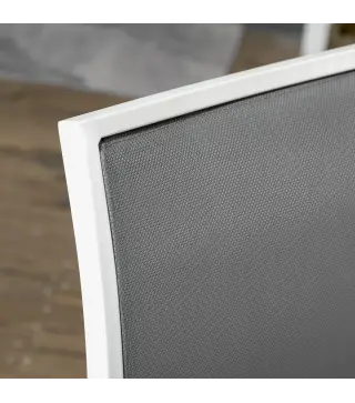 Juego de Comedor de Jardín de 7 Piezas con 1 Mesa y 6 Sillas Apilables Estilo Moderno para Terraza Patio Blanco y Gris