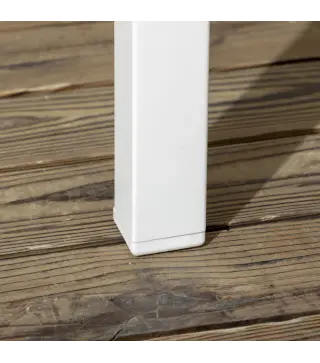 Juego de Comedor de Jardín de 7 Piezas con 1 Mesa y 6 Sillas Apilables Estilo Moderno para Terraza Patio Blanco y Gris