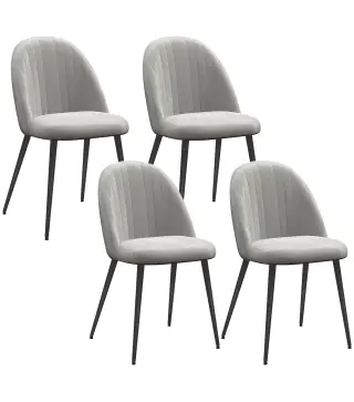 Pack de 4 Sillas de Comedor Modernas Sillas de Cocina Tapizada en Terciopelo con Respaldo Alto 50x56x83 cm Gris