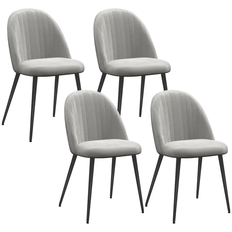 Pack de 4 Sillas de Comedor Modernas Sillas de Cocina Tapizada en Terciopelo con Respaldo Alto 50x56x83 cm Gris Pack de 4 Sillas de Comedor Modernas Sillas de Cocina Tapizada en Terciopelo con Respaldo Alto 50x56x83 cm Gris