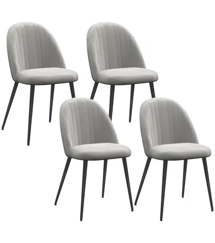 Pack de 4 Sillas de Comedor Modernas Sillas de Cocina Tapizada en Terciopelo con Respaldo Alto 50x56x83 cm Gris