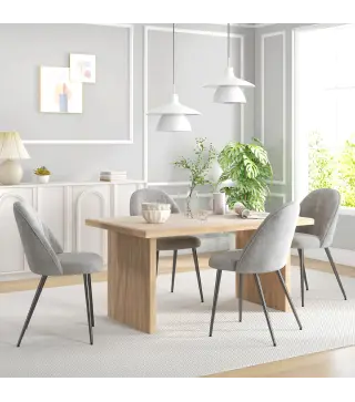 Pack de 4 Sillas de Comedor Modernas Sillas de Cocina Tapizada en Terciopelo con Respaldo Alto 50x56x83 cm Gris