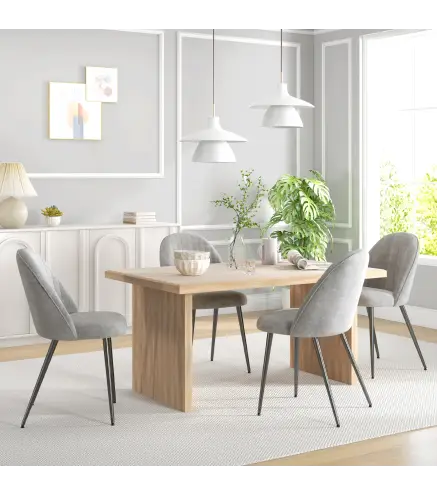 Pack de 4 Sillas de Comedor Modernas Sillas de Cocina Tapizada en Terciopelo con Respaldo Alto 50x56x83 cm Gris