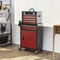 Carro de Herramientas Caja de Herramientas de Acero Carro de Taller con Ruedas Puerta y Cajones para Taller Garaje Rojo