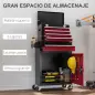Carro de Herramientas Caja de Herramientas de Acero Carro de Taller con Ruedas Puerta y Cajones para Taller Garaje Rojo