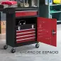 Carro de Herramientas Caja de Herramientas de Acero Carro de Taller con Ruedas Puerta y Cajones para Taller Garaje Rojo