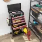 Carro de Herramientas Caja de Herramientas de Acero Carro de Taller con Ruedas Puerta y Cajones para Taller Garaje Rojo