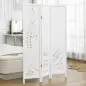 Biombo Plegable de 3 Paneles de Madera 120x170 cm Biombo Separador de Ambientes con Patrones Tallados Elegantes Blanco