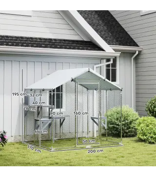 Refugio Exterior Grande para Gatos Jaula de Acero Galvanizado con Techo Impermeable para 5 Gatos 200x170x195 cm Plateado
