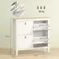 Zapatero Estrecho con 4 Compartimentos y Tiradores de Cuero PU para Pasillo y Recibidor 105x24x95,5 cm Blanco y Madera Zapatero Estrecho con 4 Compartimentos y Tiradores de Cuero PU para Pasillo y Recibidor 105x24x95,5 cm Blanco y Madera