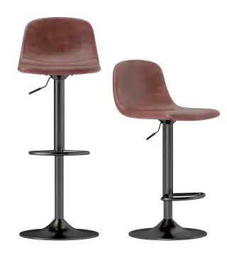 Conjunto 2 Taburetes Altos Ajustables 360° con Respaldo y Reposapiés para Cocina Bar o Comedor 40,5x44x84-104 cm Marrón