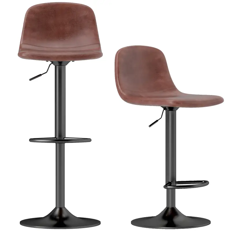 Conjunto 2 Taburetes Altos Ajustables 360° con Respaldo y Reposapiés para Cocina Bar o Comedor 40,5x44x84-104 cm Marrón Conjunto 2 Taburetes Altos Ajustables 360° con Respaldo y Reposapiés para Cocina Bar o Comedor 40,5x44x84-104 cm Marrón