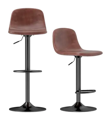 Conjunto 2 Taburetes Altos Ajustables 360° con Respaldo y Reposapiés para Cocina Bar o Comedor 40,5x44x84-104 cm Marrón