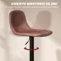 Conjunto 2 Taburetes Altos Ajustables 360° con Respaldo y Reposapiés para Cocina Bar o Comedor 40,5x44x84-104 cm Marrón Conjunto 2 Taburetes Altos Ajustables 360° con Respaldo y Reposapiés para Cocina Bar o Comedor 40,5x44x84-104 cm Marrón