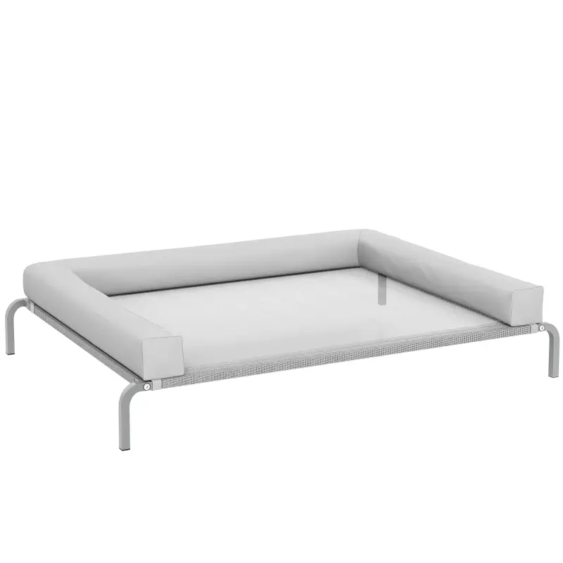 Cama Elevada para Perros Refrescante con Refuerzos Extraíbles Malla Transpirable y Marco de Acero 130x90x30 cm Gris Cama Elevada para Perros Refrescante con Refuerzos Extraíbles Malla Transpirable y Marco de Acero 130x90x30 cm Gris