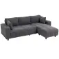 Sofá Chaise Longue Reversible de 3 Plazas 2 Almohadas Tapizado en Lino Marco de Acero 242x156x87 cm Gris Oscuro Sofá Chaise Longue Reversible de 3 Plazas 2 Almohadas Tapizado en Lino Marco de Acero 242x156x87 cm Gris Oscuro