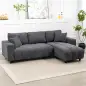 Sofá Chaise Longue Reversible de 3 Plazas 2 Almohadas Tapizado en Lino Marco de Acero 242x156x87 cm Gris Oscuro Sofá Chaise Longue Reversible de 3 Plazas 2 Almohadas Tapizado en Lino Marco de Acero 242x156x87 cm Gris Oscuro
