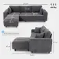 Sofá Chaise Longue Reversible de 3 Plazas 2 Almohadas Tapizado en Lino Marco de Acero 242x156x87 cm Gris Oscuro Sofá Chaise Longue Reversible de 3 Plazas 2 Almohadas Tapizado en Lino Marco de Acero 242x156x87 cm Gris Oscuro