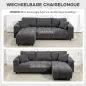 Sofá Chaise Longue Reversible de 3 Plazas 2 Almohadas Tapizado en Lino Marco de Acero 242x156x87 cm Gris Oscuro Sofá Chaise Longue Reversible de 3 Plazas 2 Almohadas Tapizado en Lino Marco de Acero 242x156x87 cm Gris Oscuro
