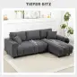 Sofá Chaise Longue Reversible de 3 Plazas 2 Almohadas Tapizado en Lino Marco de Acero 242x156x87 cm Gris Oscuro Sofá Chaise Longue Reversible de 3 Plazas 2 Almohadas Tapizado en Lino Marco de Acero 242x156x87 cm Gris Oscuro