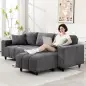 Sofá Chaise Longue Reversible de 3 Plazas 2 Almohadas Tapizado en Lino Marco de Acero 242x156x87 cm Gris Oscuro Sofá Chaise Longue Reversible de 3 Plazas 2 Almohadas Tapizado en Lino Marco de Acero 242x156x87 cm Gris Oscuro