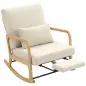 Silla Mecedora Nórdica con Reposapiés Respaldo Ajustable Mecedora de Pana Patas de Madera y Reposabrazos Cojín Crema Silla Mecedora Nórdica con Reposapiés Respaldo Ajustable Mecedora de Pana Patas de Madera y Reposabrazos Cojín Crema