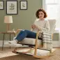 Silla Mecedora Nórdica con Reposapiés Respaldo Ajustable Mecedora de Pana Patas de Madera y Reposabrazos Cojín Crema Silla Mecedora Nórdica con Reposapiés Respaldo Ajustable Mecedora de Pana Patas de Madera y Reposabrazos Cojín Crema