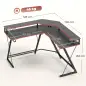 Escritorio Esquinero con Enchufes en Forma de L 128x128 cm con Soporte para Monitor Gancho y Portavasos Negro Escritorio Esquinero con Enchufes en Forma de L 128x128 cm con Soporte para Monitor Gancho y Portavasos Negro