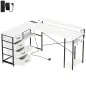 Escritorio en L Reversible con 4 Cajones de Tela 2 Enchufes y 2 Puertos USB Soporte para Monitor 155x112 cm Blanco Escritorio en L Reversible con 4 Cajones de Tela 2 Enchufes y 2 Puertos USB Soporte para Monitor 155x112 cm Blanco