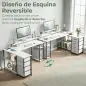 Escritorio en L Reversible con 4 Cajones de Tela 2 Enchufes y 2 Puertos USB Soporte para Monitor 155x112 cm Blanco Escritorio en L Reversible con 4 Cajones de Tela 2 Enchufes y 2 Puertos USB Soporte para Monitor 155x112 cm Blanco