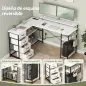 Escritorio en L Reversible con 4 Cajones de Tela 2 Enchufes y 2 Puertos USB Soporte para Monitor 155x112 cm Blanco Escritorio en L Reversible con 4 Cajones de Tela 2 Enchufes y 2 Puertos USB Soporte para Monitor 155x112 cm Blanco