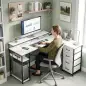 Escritorio en L Reversible con 4 Cajones de Tela 2 Enchufes y 2 Puertos USB Soporte para Monitor 155x112 cm Blanco Escritorio en L Reversible con 4 Cajones de Tela 2 Enchufes y 2 Puertos USB Soporte para Monitor 155x112 cm Blanco