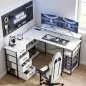 Escritorio en L Reversible con 4 Cajones de Tela 2 Enchufes y 2 Puertos USB Soporte para Monitor 155x112 cm Blanco Escritorio en L Reversible con 4 Cajones de Tela 2 Enchufes y 2 Puertos USB Soporte para Monitor 155x112 cm Blanco