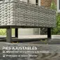 Conjunto de Jardín de Ratán de 3 Piezas Respaldo Ajustable Incluye Cojines Sofá de 3 Plazas Sofá de 2 Plazas Mesa Gris