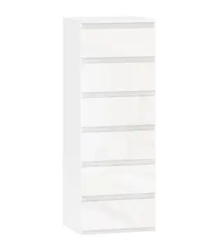 Cómoda de Dormitorio con 6 Cajones Estrecha Sinfonier Ahorro Espacio 40x35x109 cm Blanco Brillo