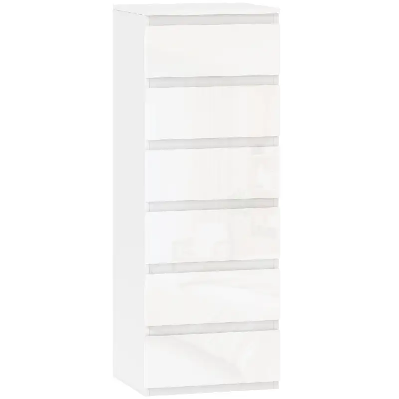 Cómoda de Dormitorio con 6 Cajones Estrecha Sinfonier Ahorro Espacio 40x35x109 cm Blanco Brillo Cómoda de Dormitorio con 6 Cajones Estrecha Sinfonier Ahorro Espacio 40x35x109 cm Blanco Brillo
