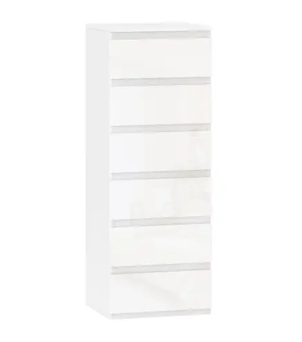 Cómoda de Dormitorio con 6 Cajones Estrecha Sinfonier Ahorro Espacio 40x35x109 cm Blanco Brillo