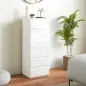Cómoda de Dormitorio con 6 Cajones Estrecha Sinfonier Ahorro Espacio 40x35x109 cm Blanco Brillo Cómoda de Dormitorio con 6 Cajones Estrecha Sinfonier Ahorro Espacio 40x35x109 cm Blanco Brillo