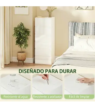 Cómoda de Dormitorio con 6 Cajones Estrecha Sinfonier Ahorro Espacio 40x35x109 cm Blanco Brillo